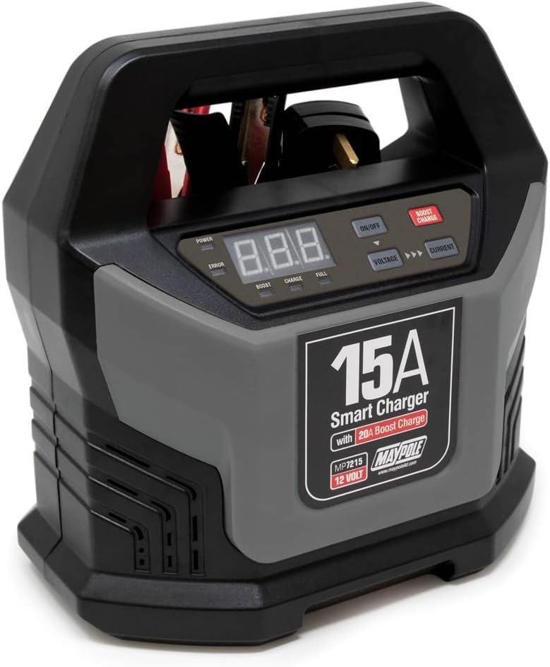 Maypole MP7215 15A 12V Electronic Smart Battery Charger