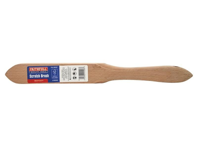 Faithfull Heavy-Duty Scratch Brush, Three Row