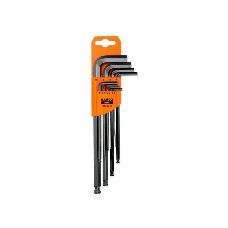 Bahco BE-9770 Metric Long Ball End Hex L-Key Set, 9 Piece
