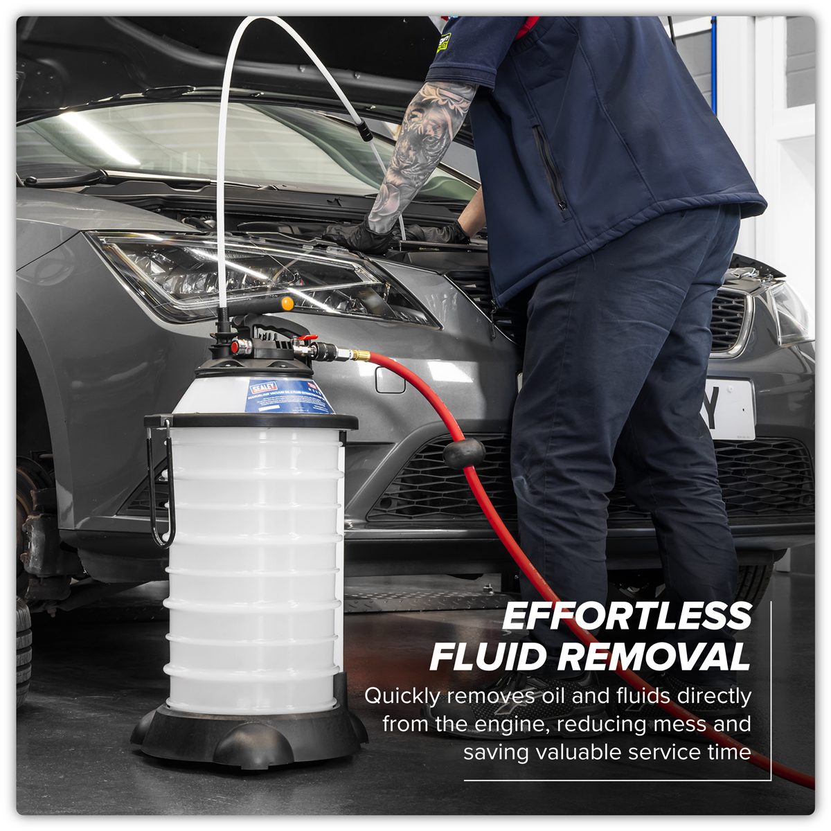 Sealey Manual Air Vacuum Oil & Fluid Extractor Pump 18L