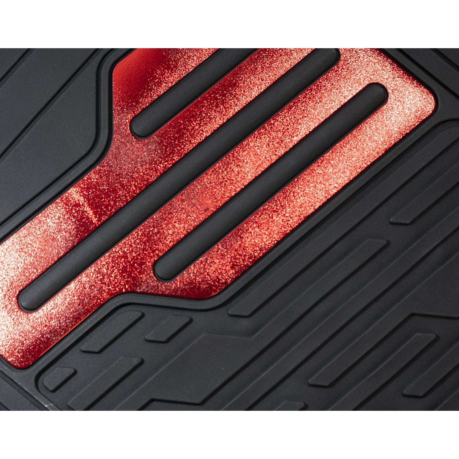 Streetwize SWCM125 Adonia 4 piece Rubber Mat Set with "Metallic" Red Heel Pad