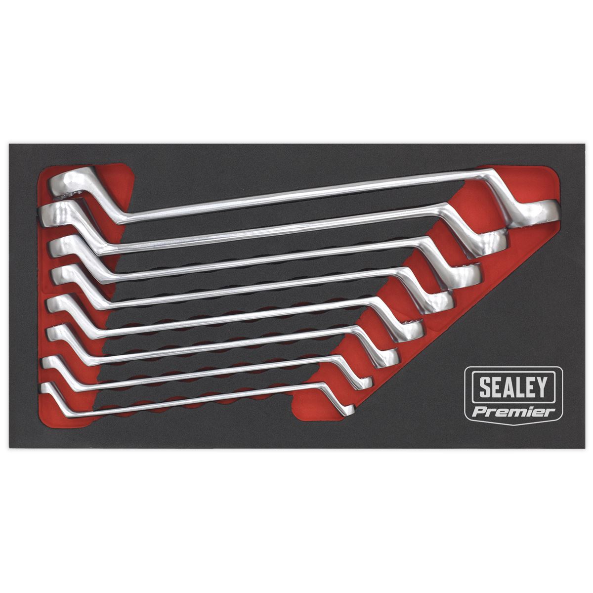 Sealey Premier 8pc Cold Stamped Offset Double End Ring Spanner Set Metric 6-22mm