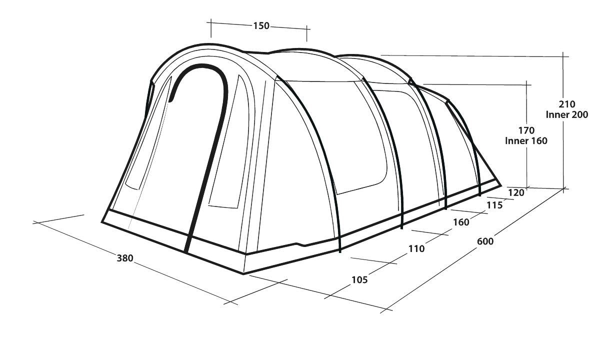 Outwell Rockwell 6 Pole Tent Blue 6 Person
