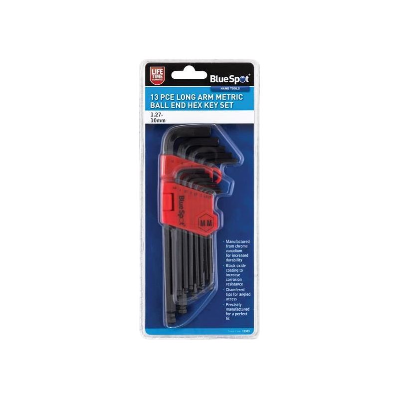 Bluespot Tools Long Arm Ball End Hexagon Key Set, 13 Piece