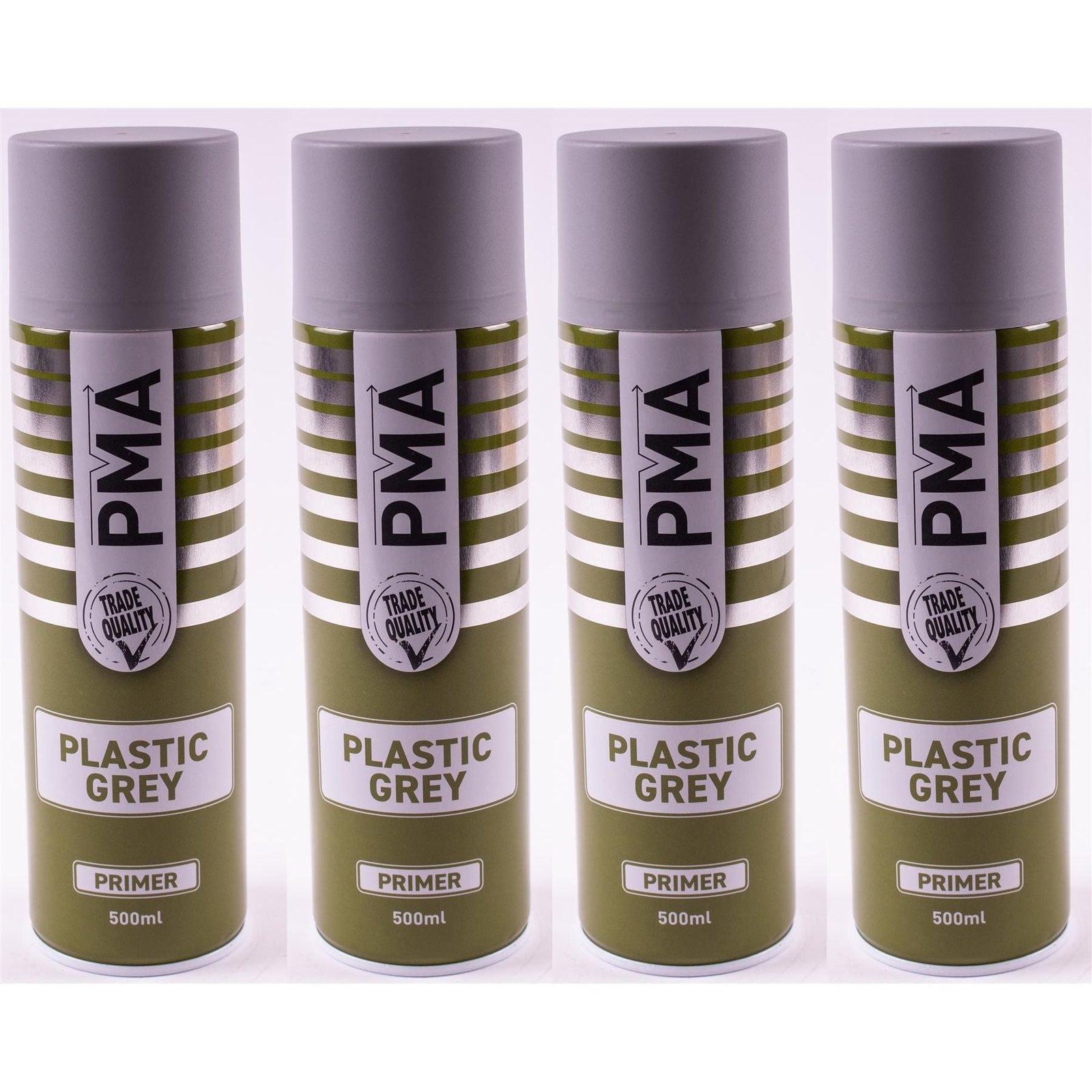 4x Autotek Professional Grey Plastic Primer 500ml Spray High Coverage