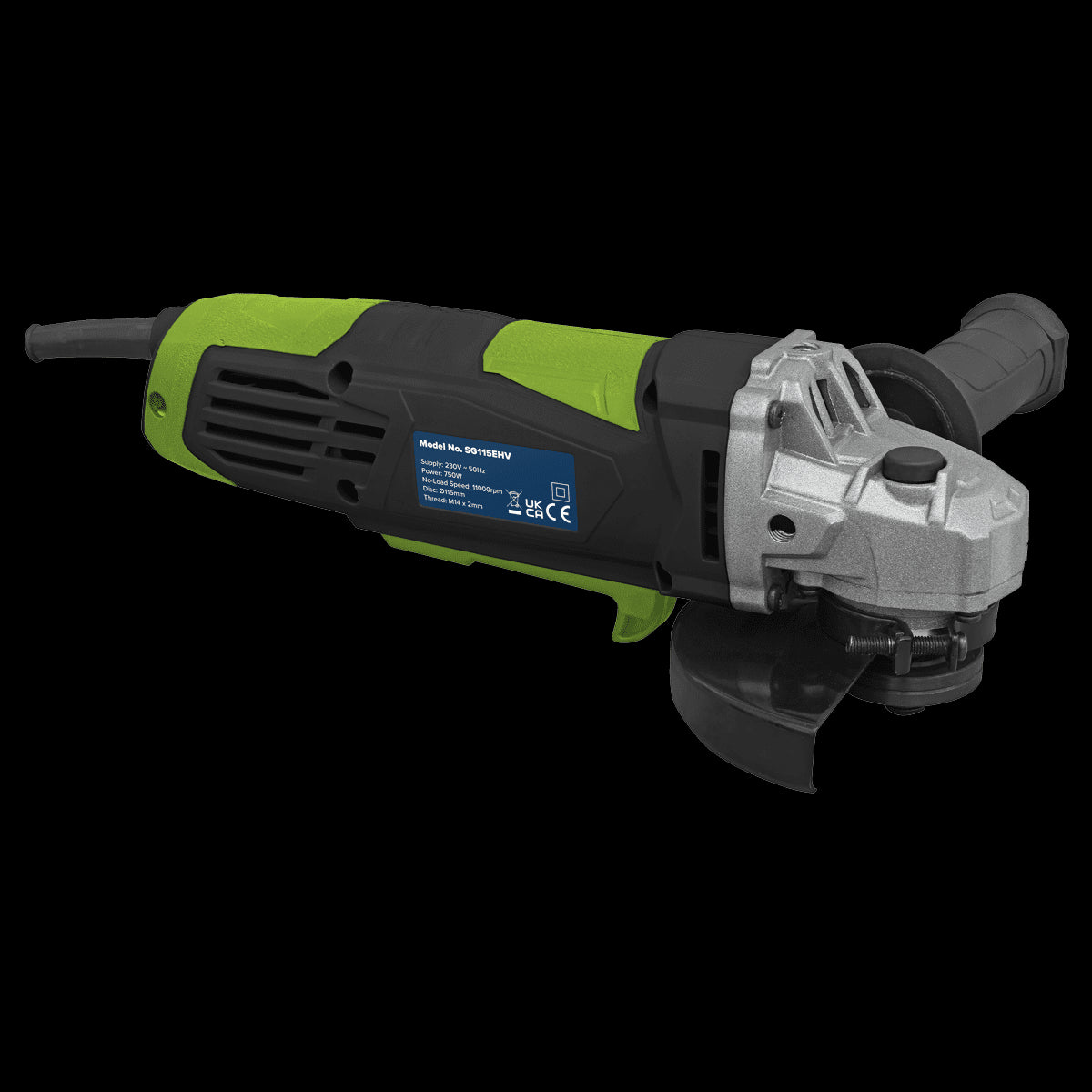 Sealey SG115E Angle Grinder 115mm 750W 230V Green Heavy Duty