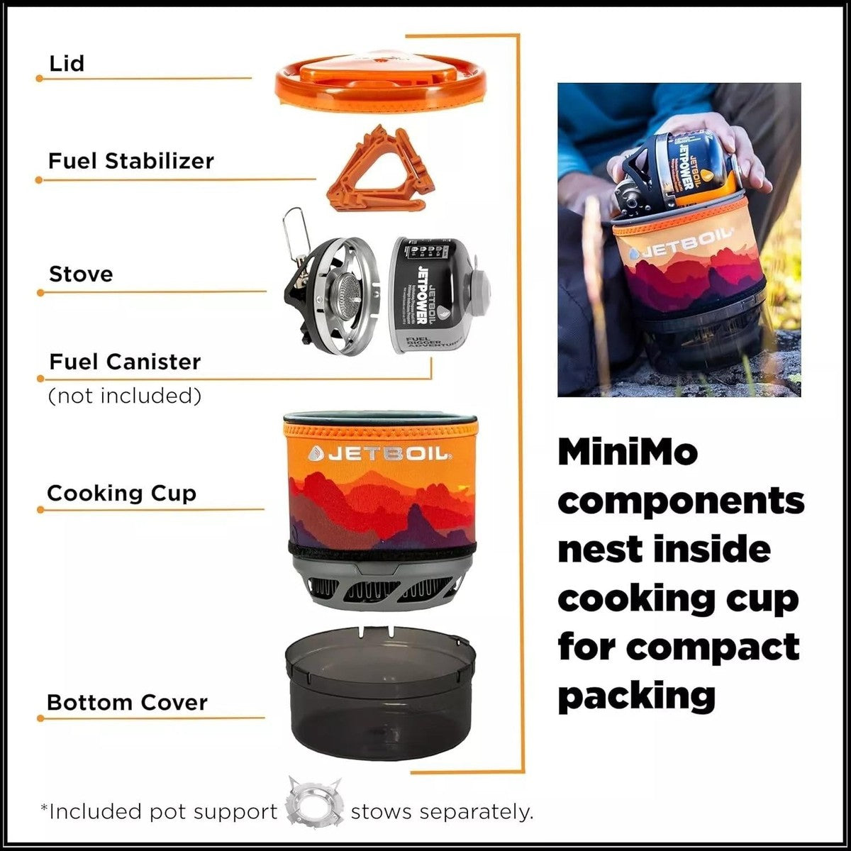Jetboil Minimo Cooking System Camping Stove MNMSS Sunset
