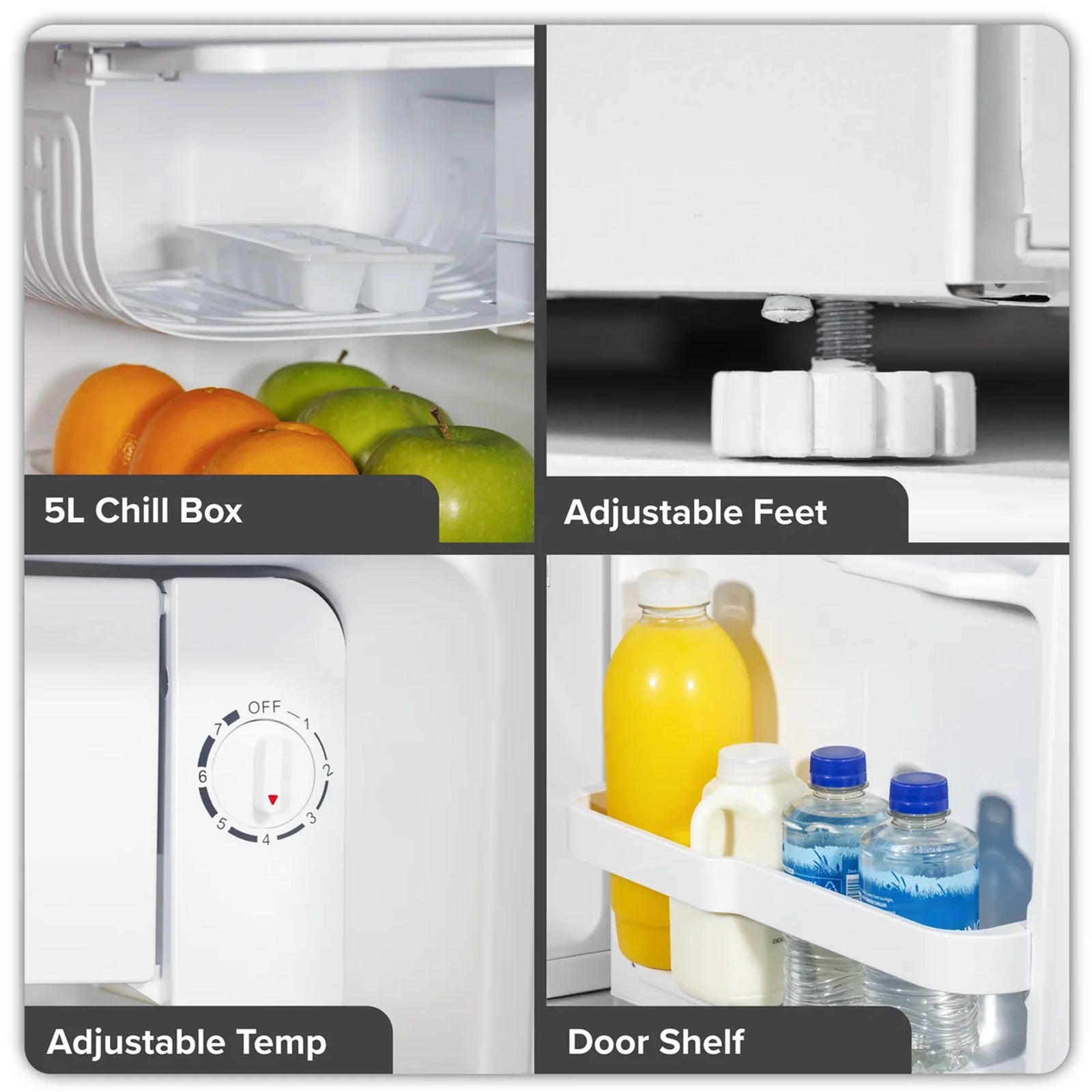 Baridi Tabletop Fridge DH256 46L Capacity Adjustable Thermostat - White