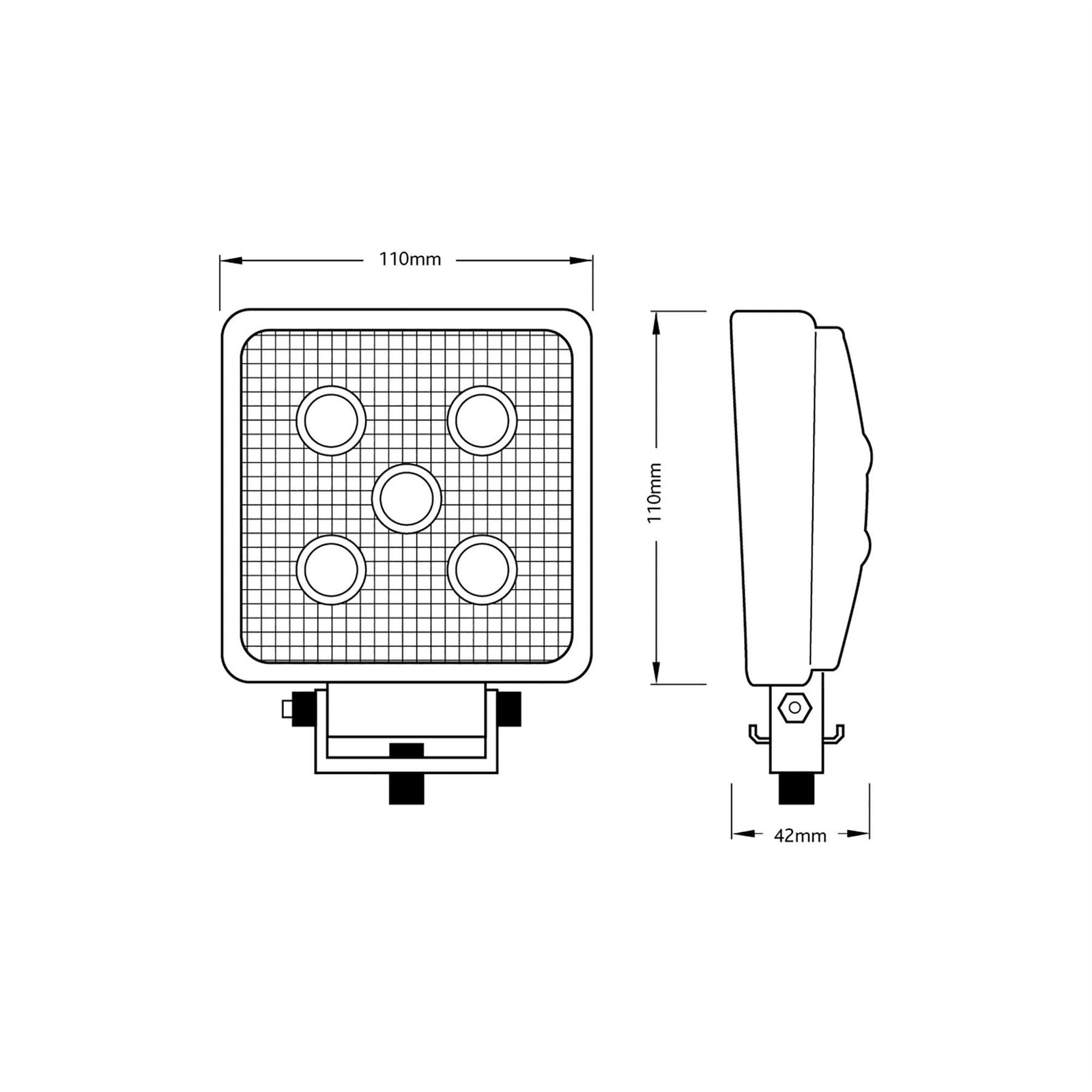 Ring Automotive RCV9596 6-LED Square Flood Work Lamp, 12/24 V