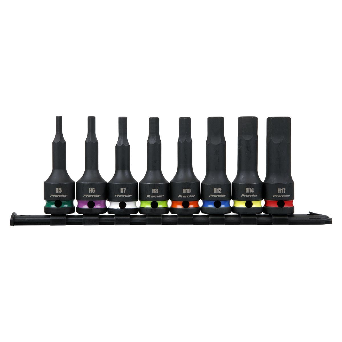 Sealey Premier Premier Hex Impact Socket Bit Set 1/2"Sq Drive 8pc AK56001