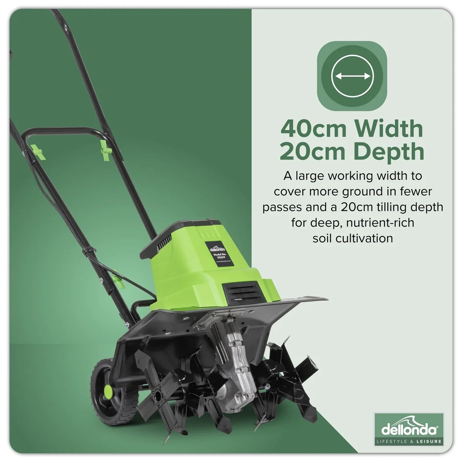 Dellonda Electric Tiller DG217 1500W 40cm Cutting Width