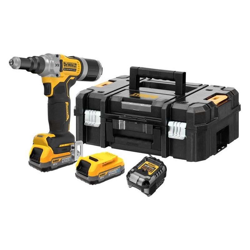 Dewalt Power Tools DCF414E2T XR 1/4in Brushless Riveter 2 x 1.7Ah POWERSTACK™ Li-ion