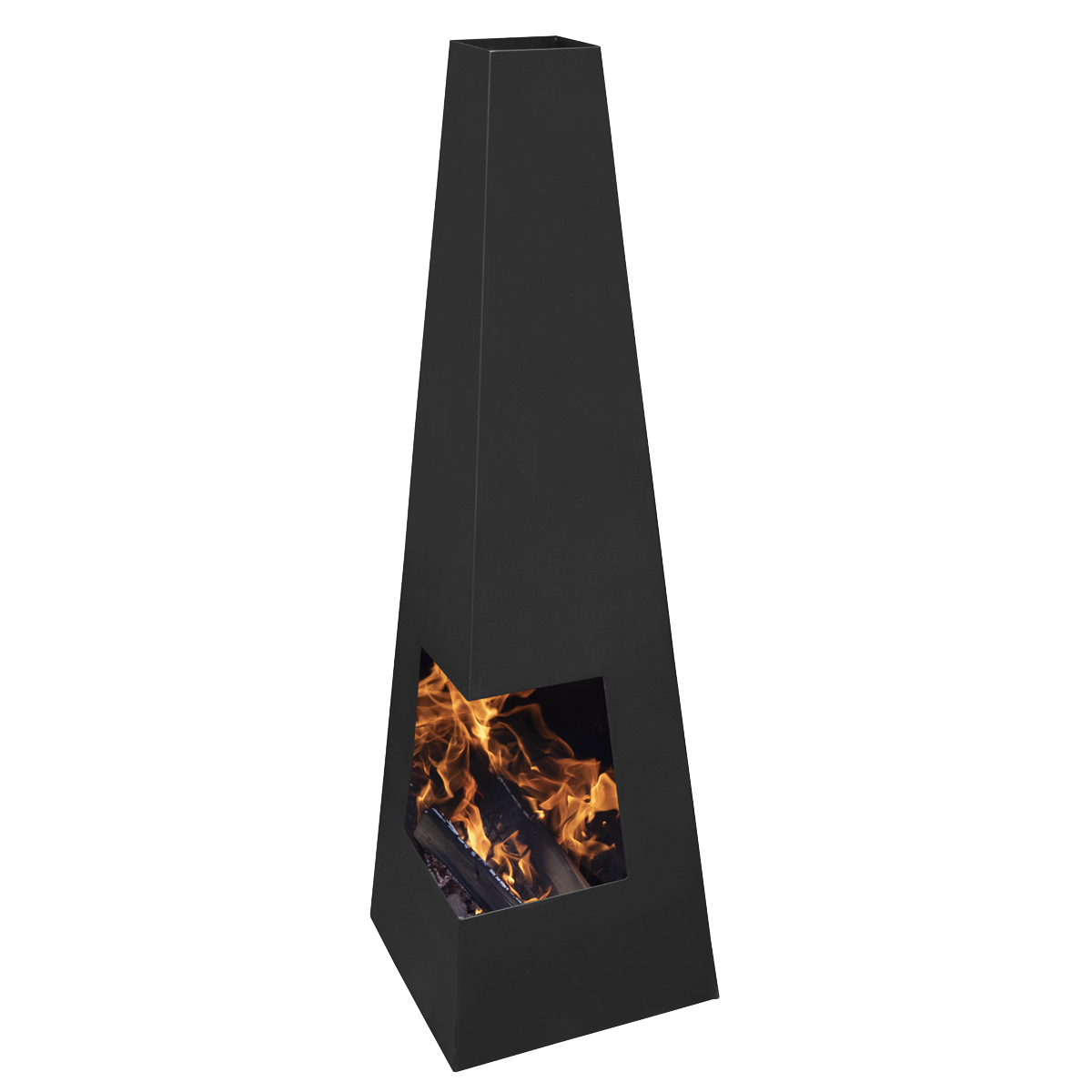Dellonda Chiminea Wood Burner Heater for Outdoors W45cm x H150cm - Black Steel
