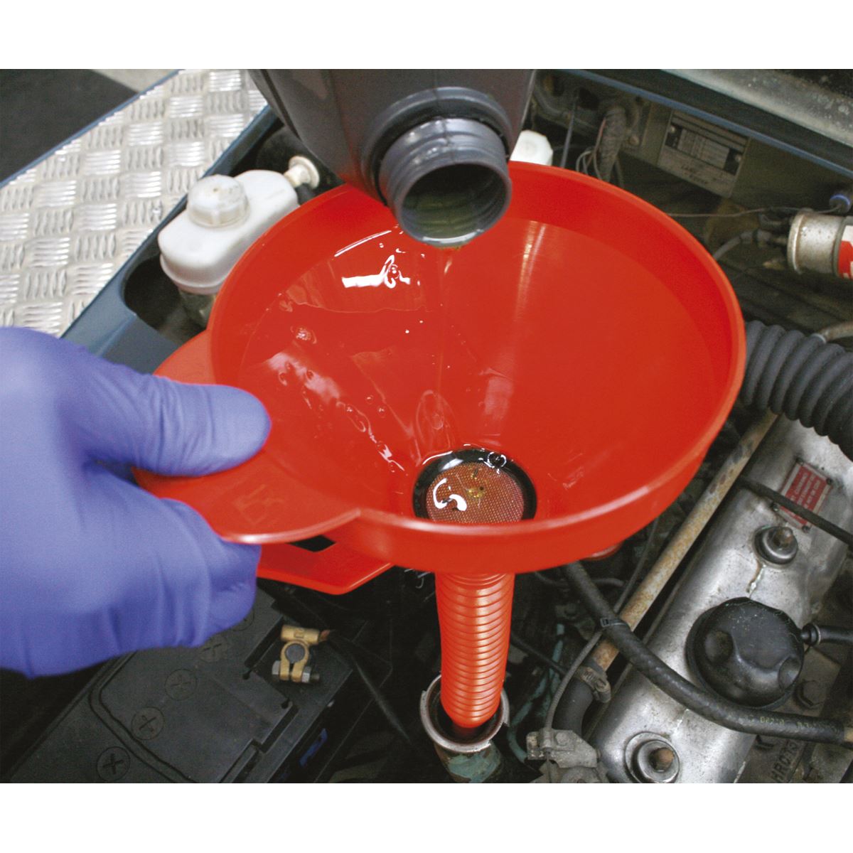 Sealey Funnel with Flexible Spout & Filter Medium160mm F16F
