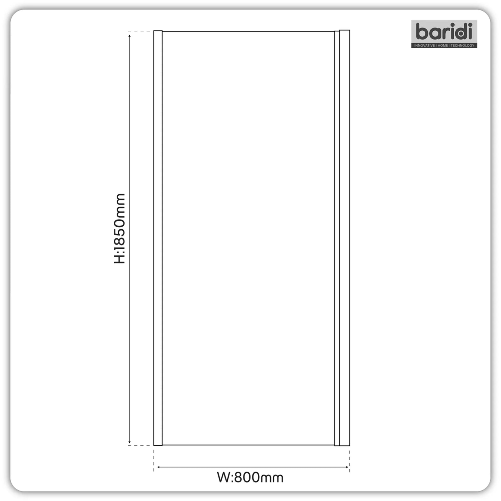 Baridi Side Panel 80x185cm 6mm Tempered Glass - Black