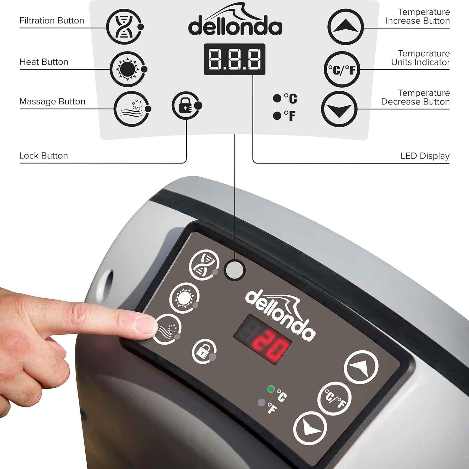 Dellonda 4-6 Person Inflatable Hot Tub Spa with Smart Pump - Rattan Effect