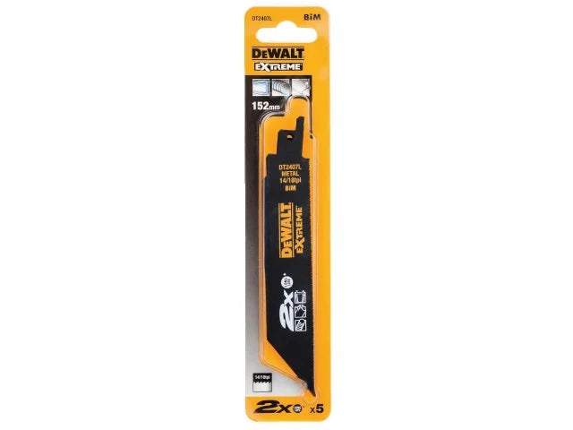 Dewalt Power Tools 2X Life Metal Reciprocating Blade 152mm x 14/18 TPI Pack of 5