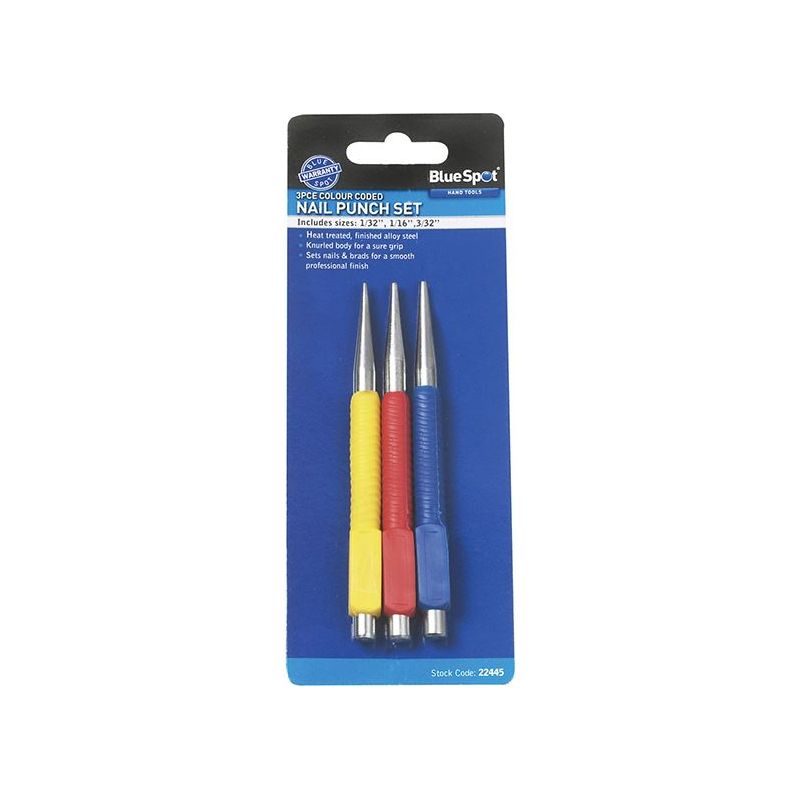 Bluespot Tools Nail Punch Set, 3 Piece