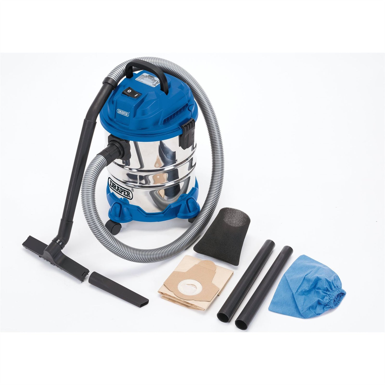 Draper Wet and Dry Vacuum Cleaner with Stainless Steel Tank, 20L, 1250W 20515