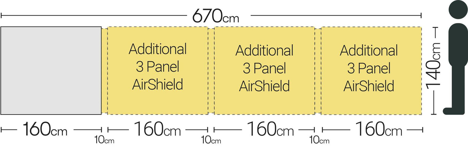 Quest Falcon Pro AirShield 160 Windbreak(1 panel - mid grey)