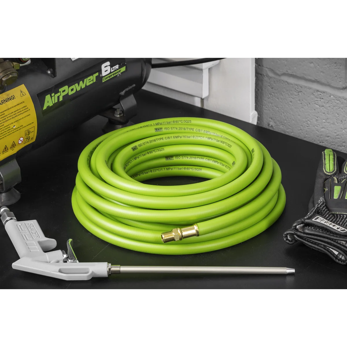 Sealey High-Visibility Hybrid Air Hose 10m x 8mm