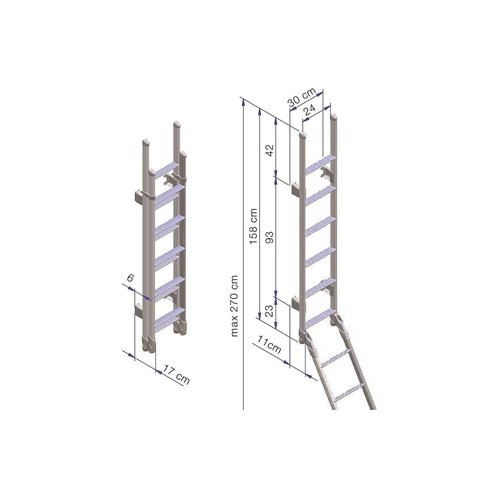 Thule Ladder Deluxe foldable double ladder 11 steps anodised gray