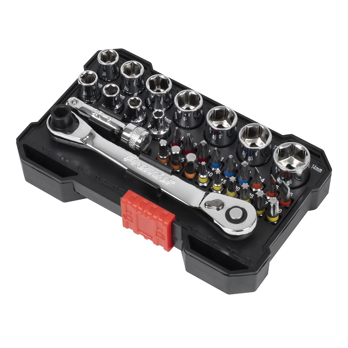Sealey Premier Premier Socket & Colour-Coded Bit Set 1/4"Sq Drive 31pc AK2111