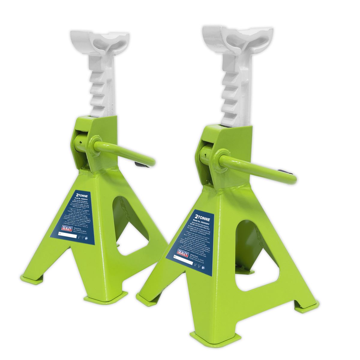 Sealey AXLe Stands (Pair) 2 Tonne Capacity per Stand Ratchet Type Hi-Vis Green