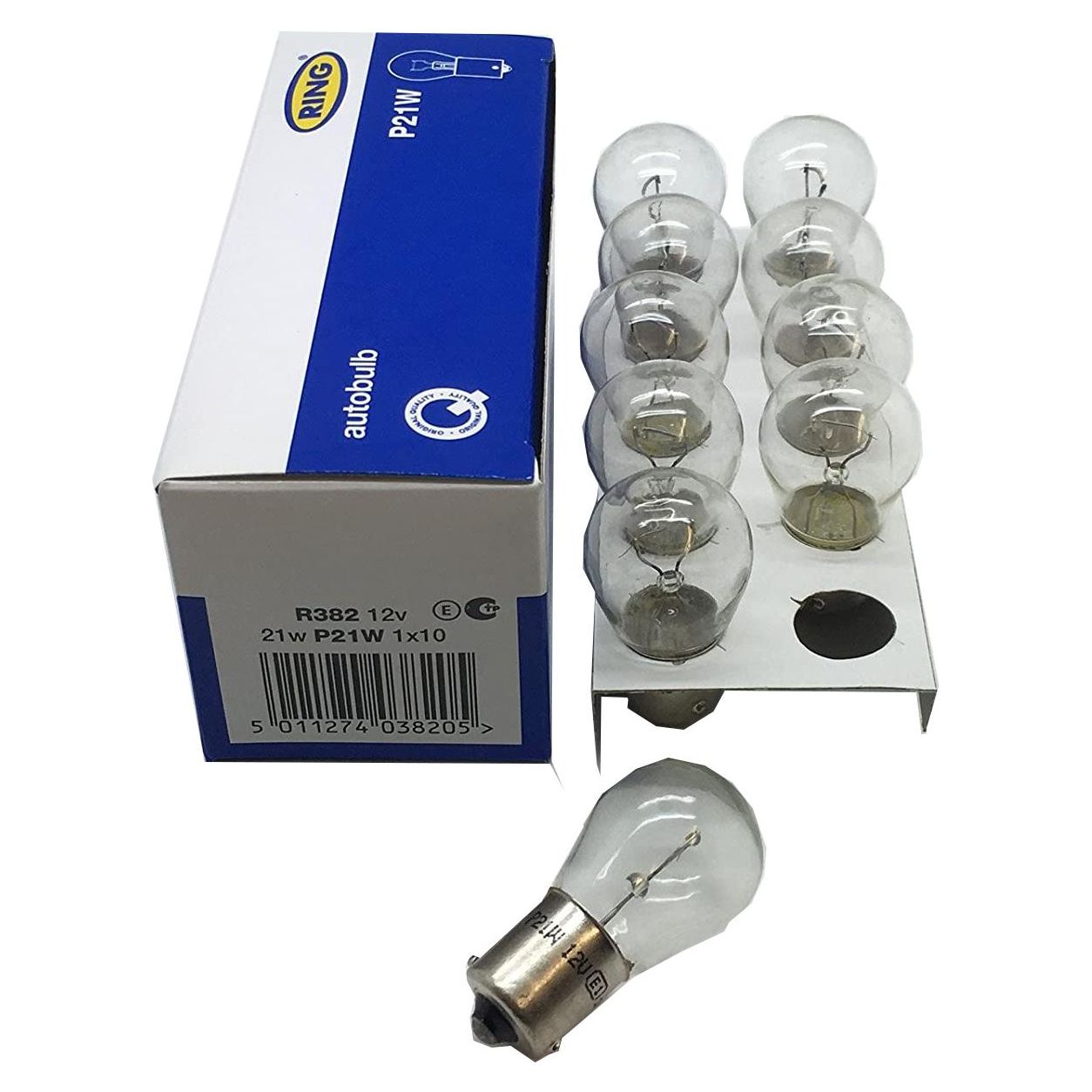 10 x Ring Boxed R382 P21W BA15S Brake Stop Car Light Bulb 382 12v 21w E Approved