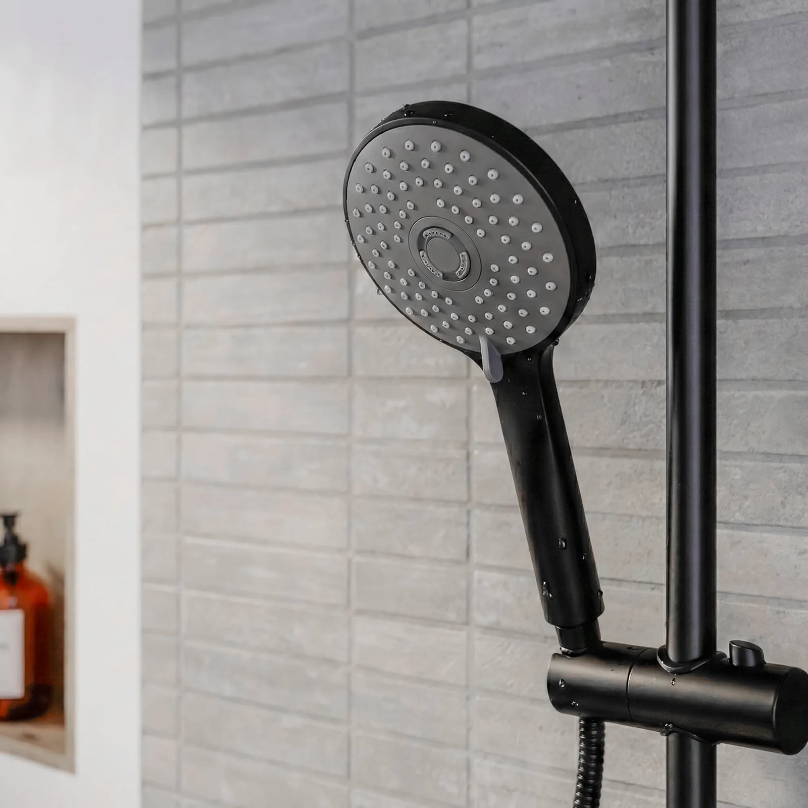 Baridi Thermostatic Shower Mixer Set 20cm Round Head Adjustable Rail