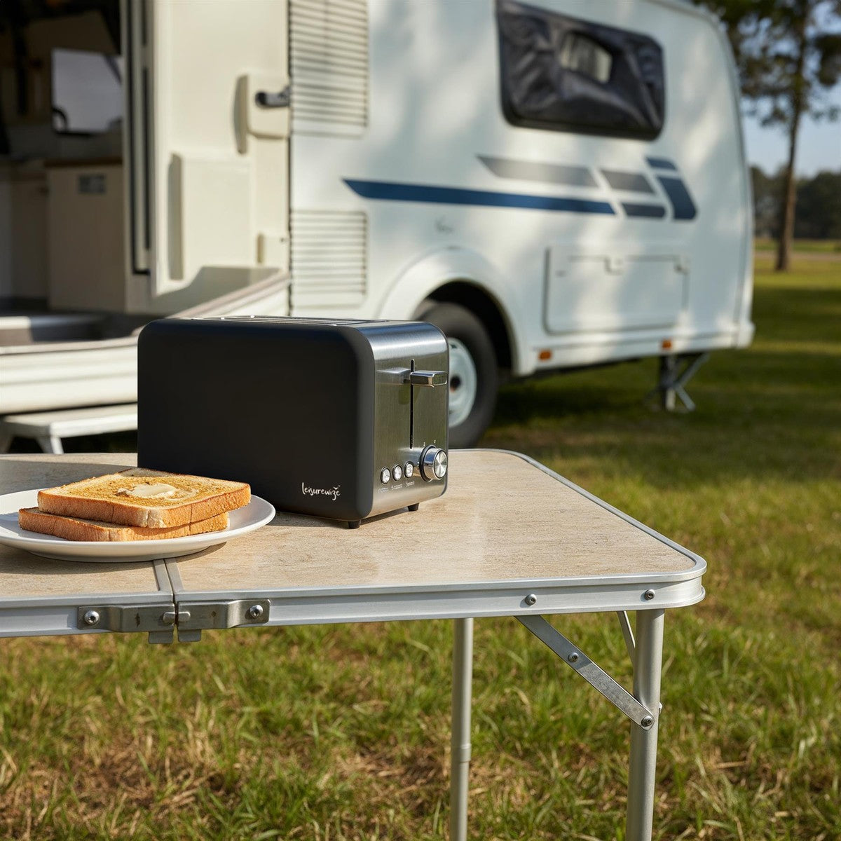 Leisurewize Caravan Camping Sleek Toaster - Black