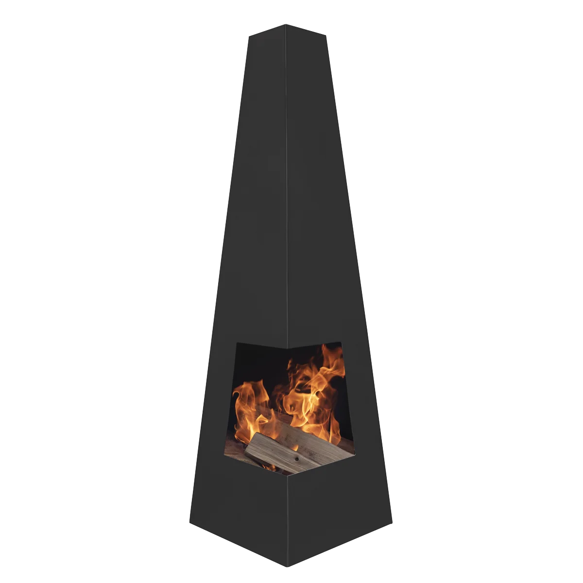 Dellonda Chiminea Wood Burner Heater for Outdoors W45cm x H150cm - Black Steel