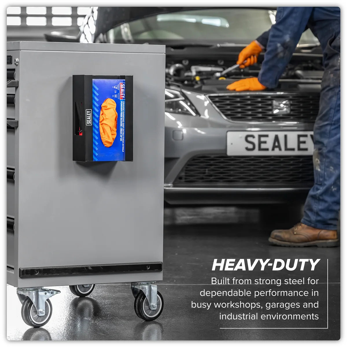 Sealey Magnetic Glove Dispenser - Black, 155 x 95 x 255mm