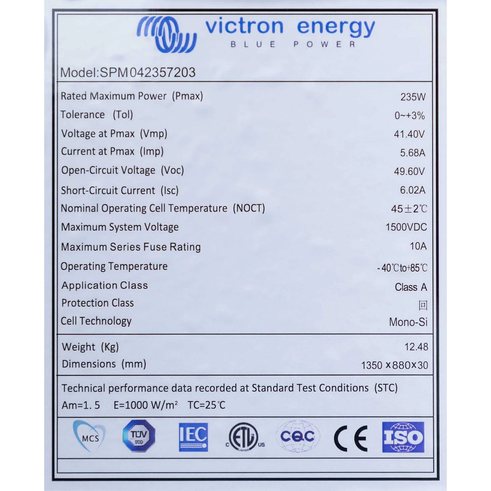 Victron Solar Panel 90W-12V Poly 780x668x30mm