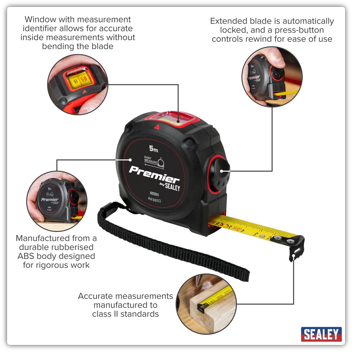 Sealey Premier Tape Measure 5m x 19mm Model AK9852