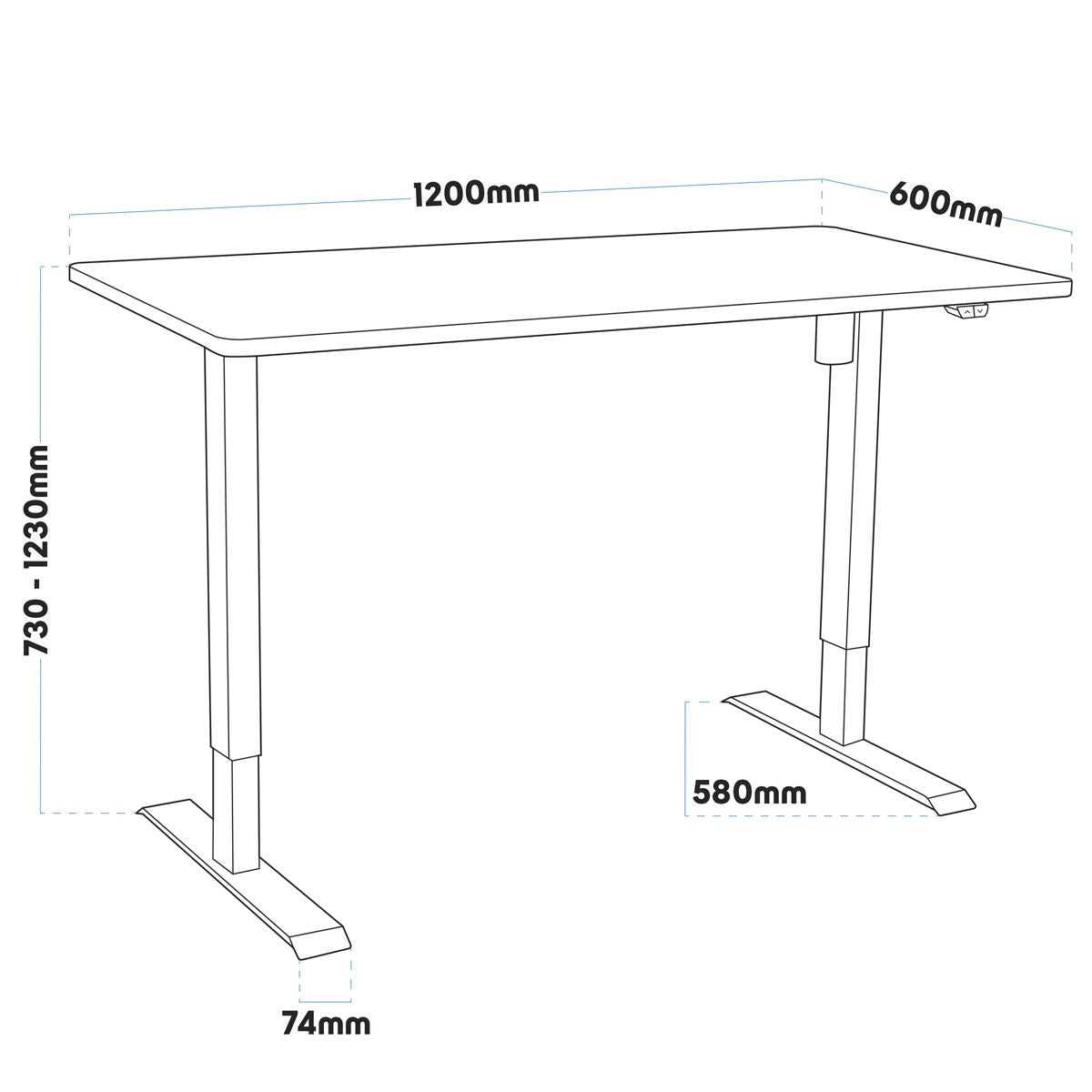 Dellonda Single Motor  Adjustable-Height Electric Sit/Stand Desk - Oak Desktop