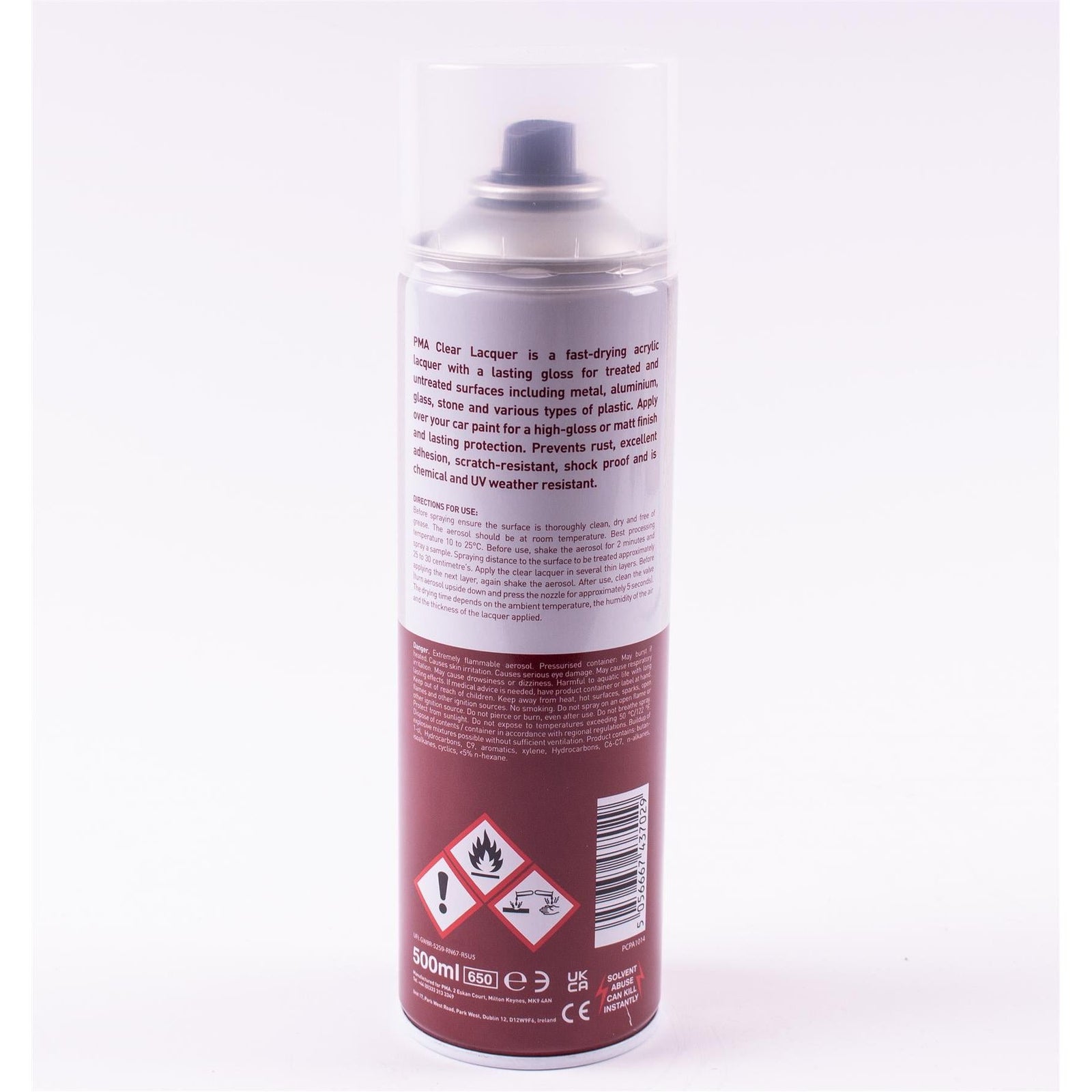 6x PMA Clear Laquer Spray Acrylic Top Coat 500ml