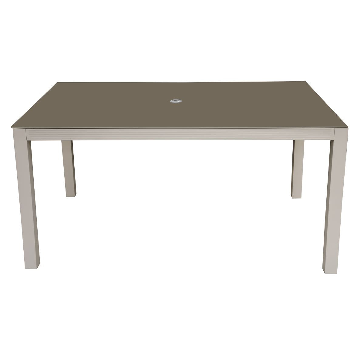 Dellonda  Aluminium Garden Dining Table with Tempered Glass & Parasol Hole