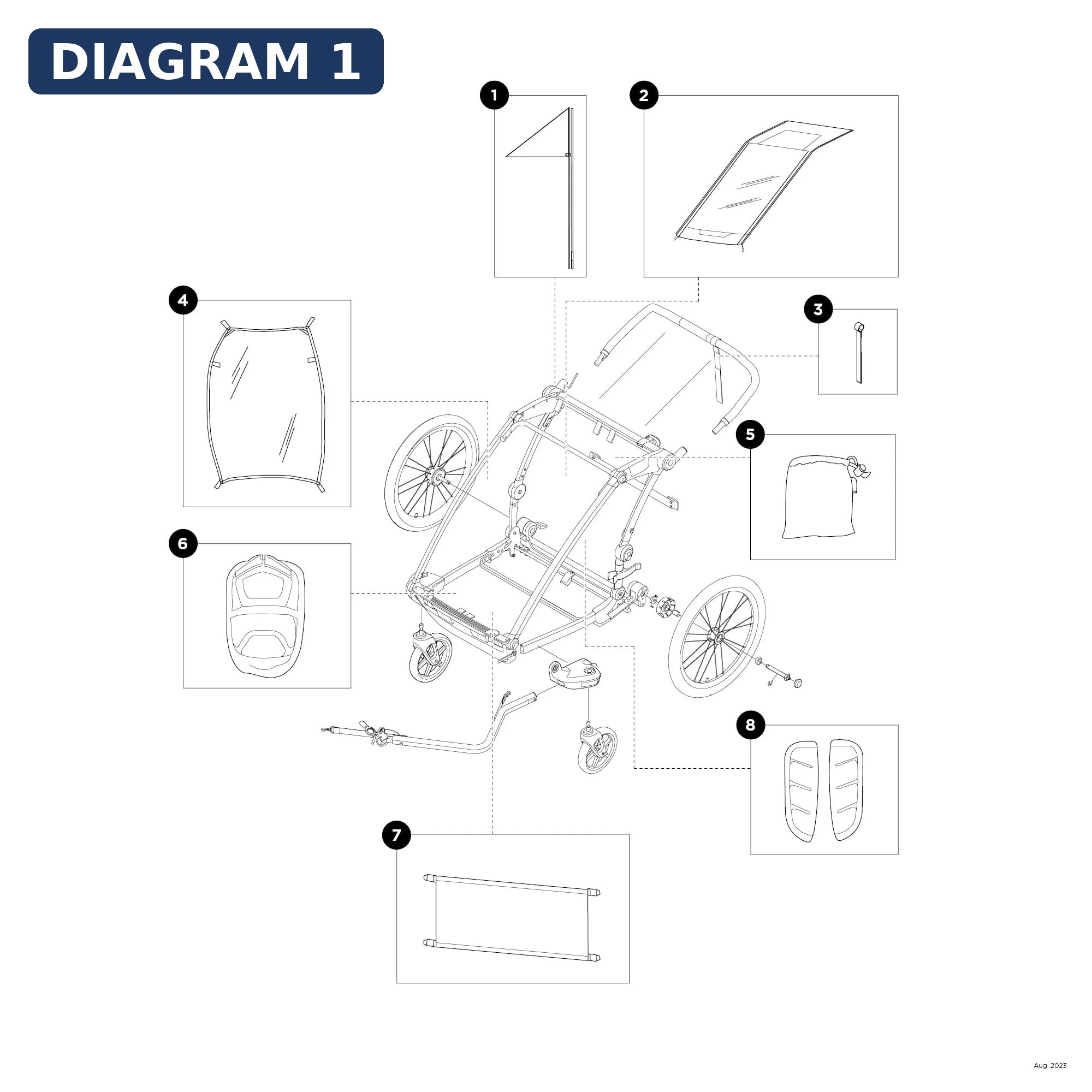 Thule Spare Upper Bracket - right - gray - Thule Chariot Lite 1540105347