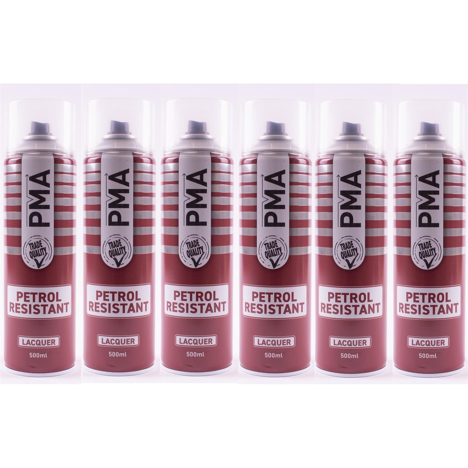 6x PMA Professional Petrol Resistant Lacquer 500ml Spray Paint High Coverage