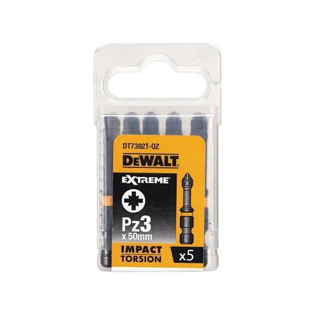 Dewalt Power Tools Extreme Impact Torsion Bits PZ3 x 50mm (Pack 5)