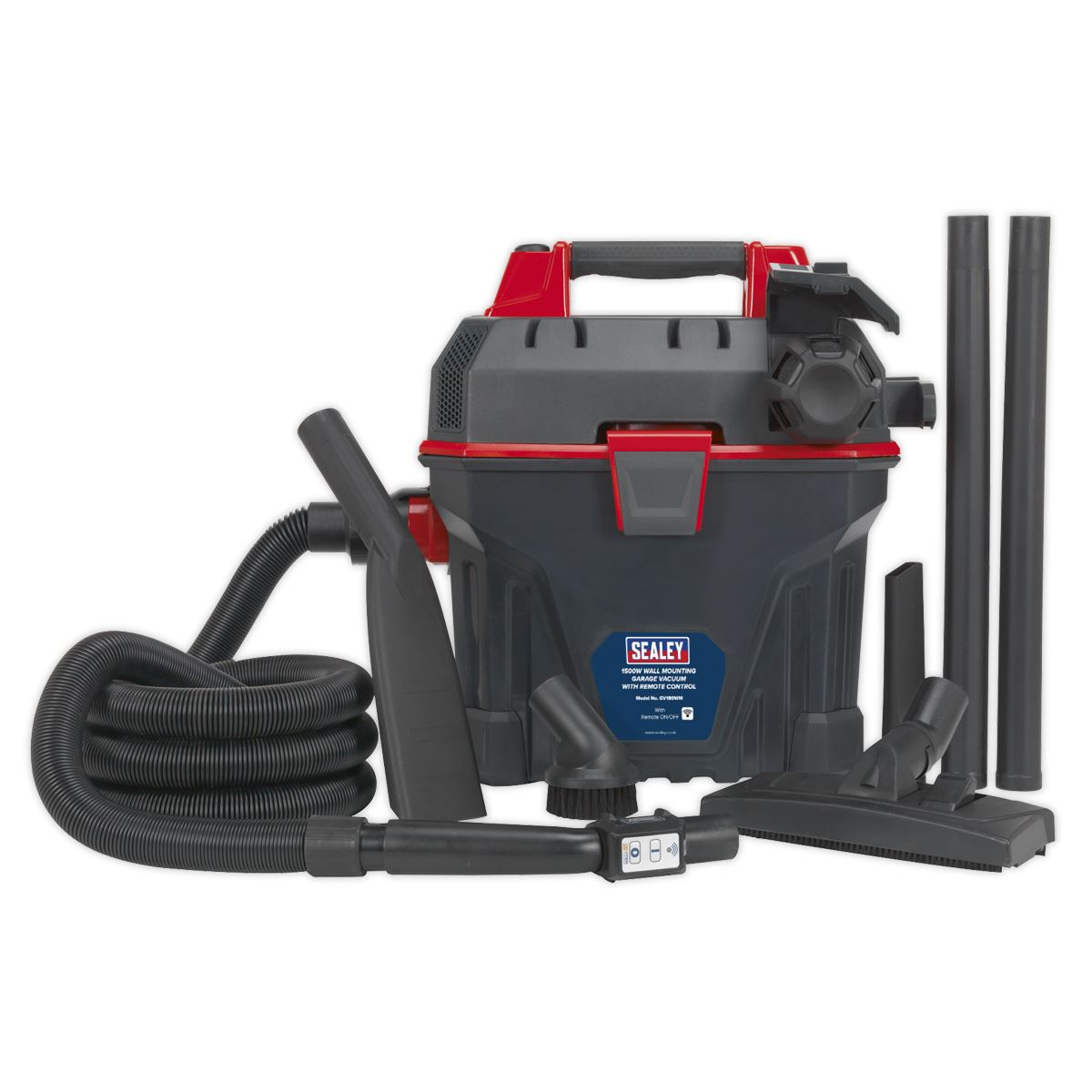 Sealey Garage Vacuum 1500W with Remote Control Wall Mounting GV180WM