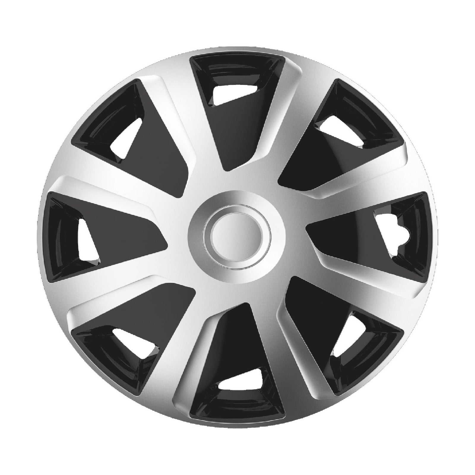 4 x 16" Alloy Look Black & Silver Deep Dish Motorhome Wheel Trims Hub Caps Vans