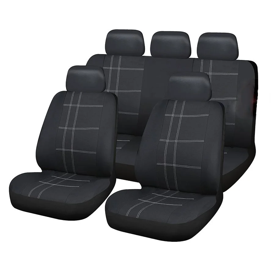 Sakura Seat Covers Checks Full Set includes Head Rest, Black/ White