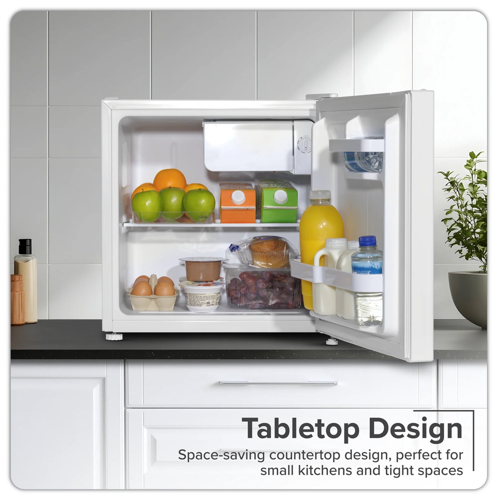 Baridi Tabletop Fridge DH256 46L Capacity Adjustable Thermostat - White