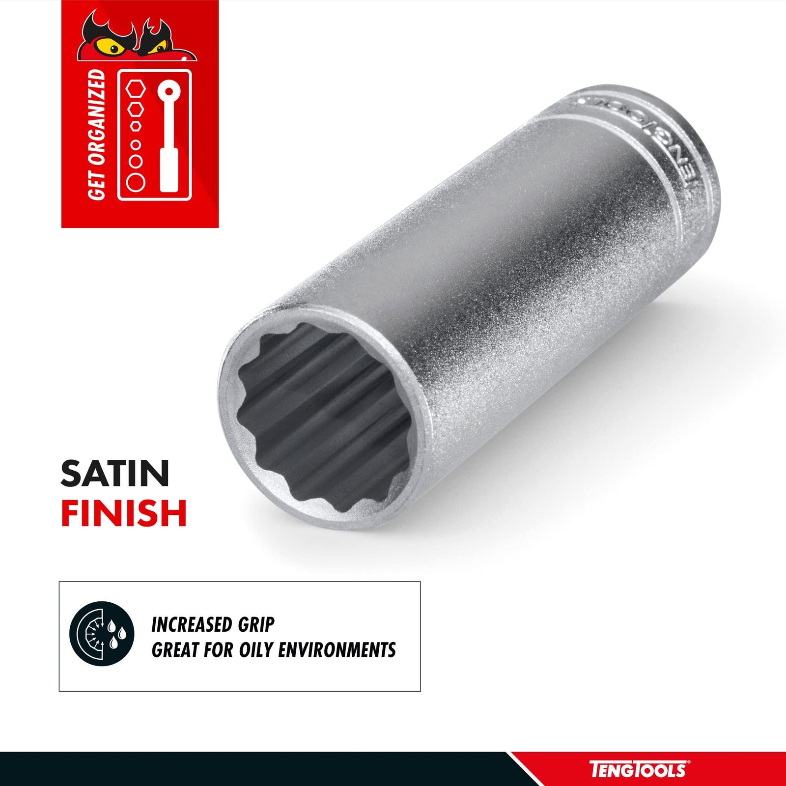 Teng Tools 1/4" Deep Socket 12 pt Metric 10mm