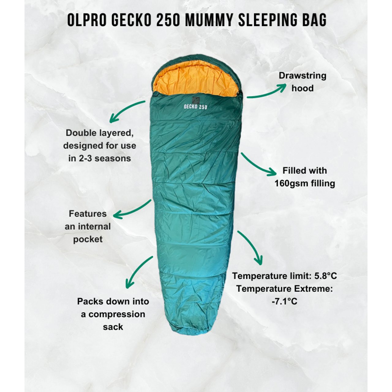 Olpro Geko 250 Mummy Sleeping Bag