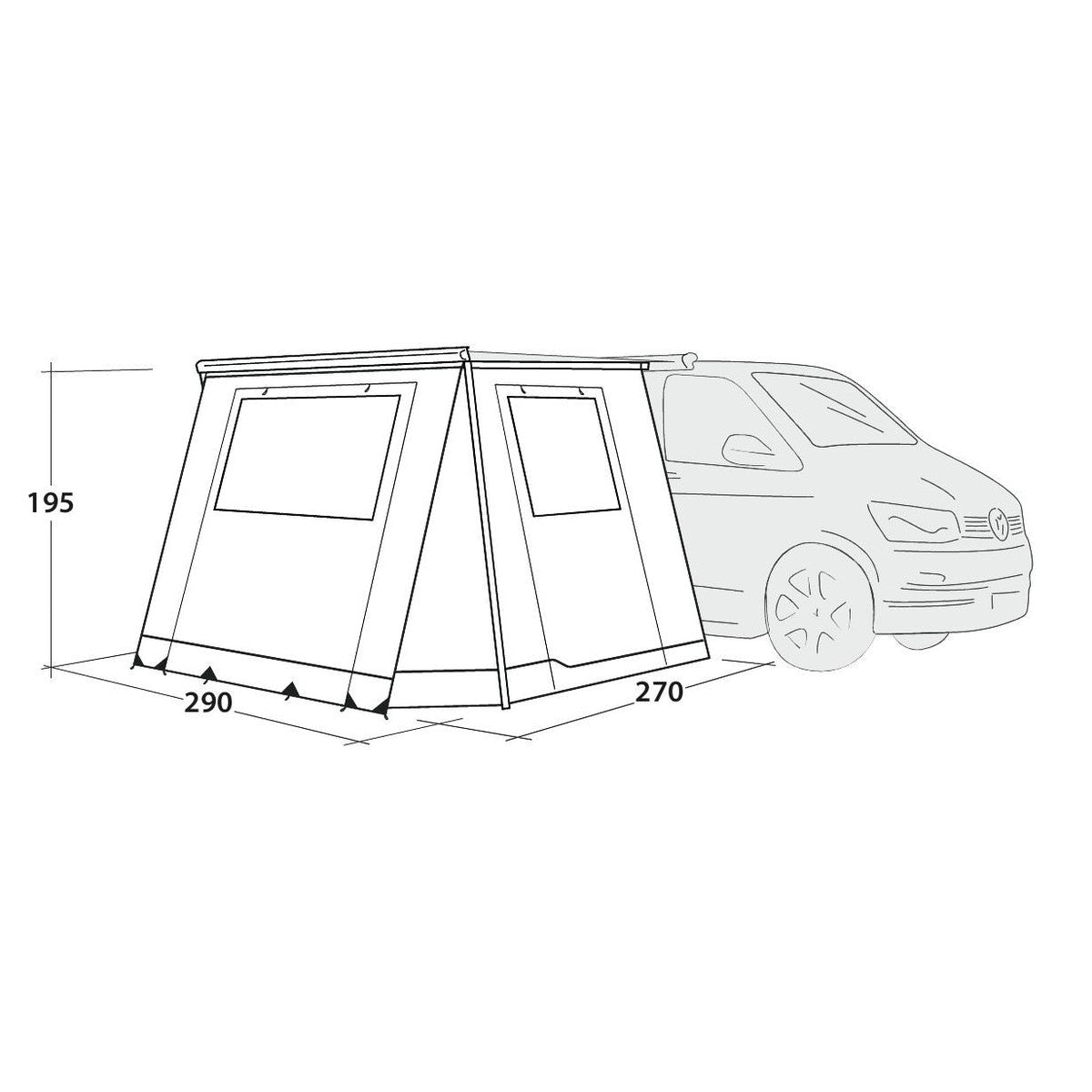 Outwell Backroads Campervan Cassette Awning Room Low 195cm