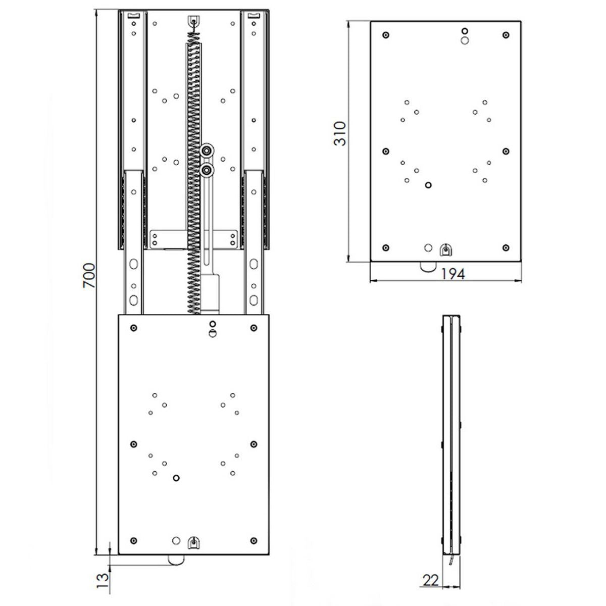 Height Adjustable Pivoting LCD Bracket for Mobile Homes
