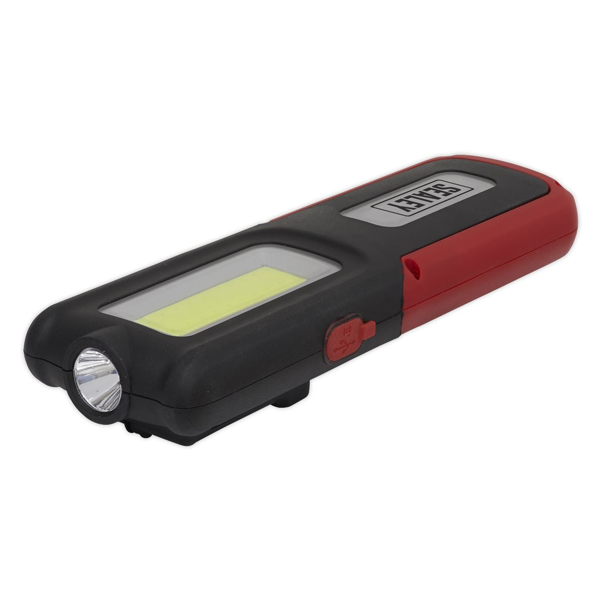 Sealey LED318 Rechargeable Inspection Lamp 5W COB + 3W LED + Power Bank Red